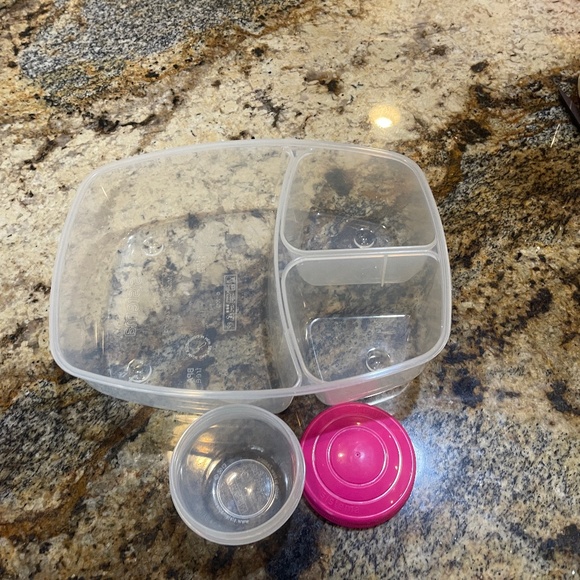 Set of TWO BLUE PINK Sistema Triple Split Lunch Boxes 2L 4 PC Set Each 8 Pieces - Picture 6 of 13